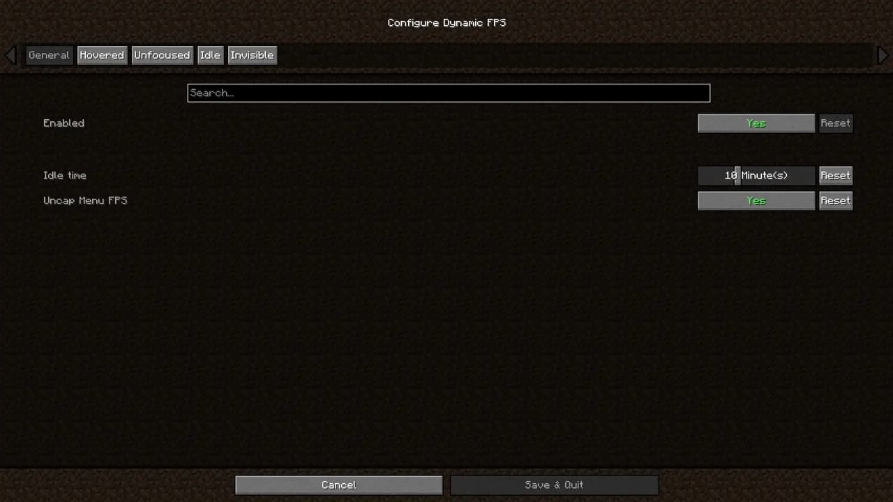 Dynamic FPS для Minecraft 1.21.1