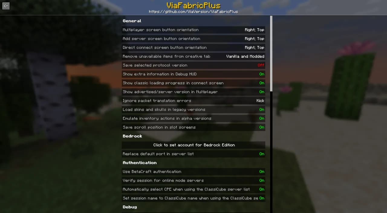 ViaFabricPlus для Minecraft