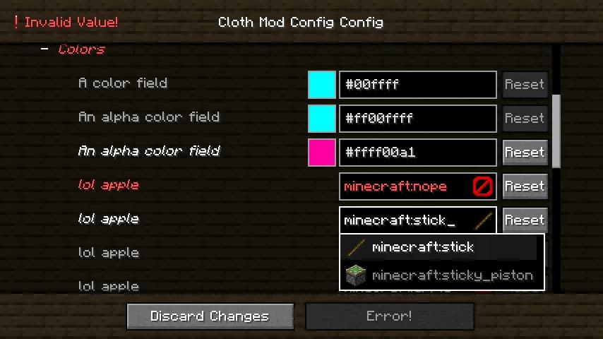 Cloth Config API для Minecraft 1.21
