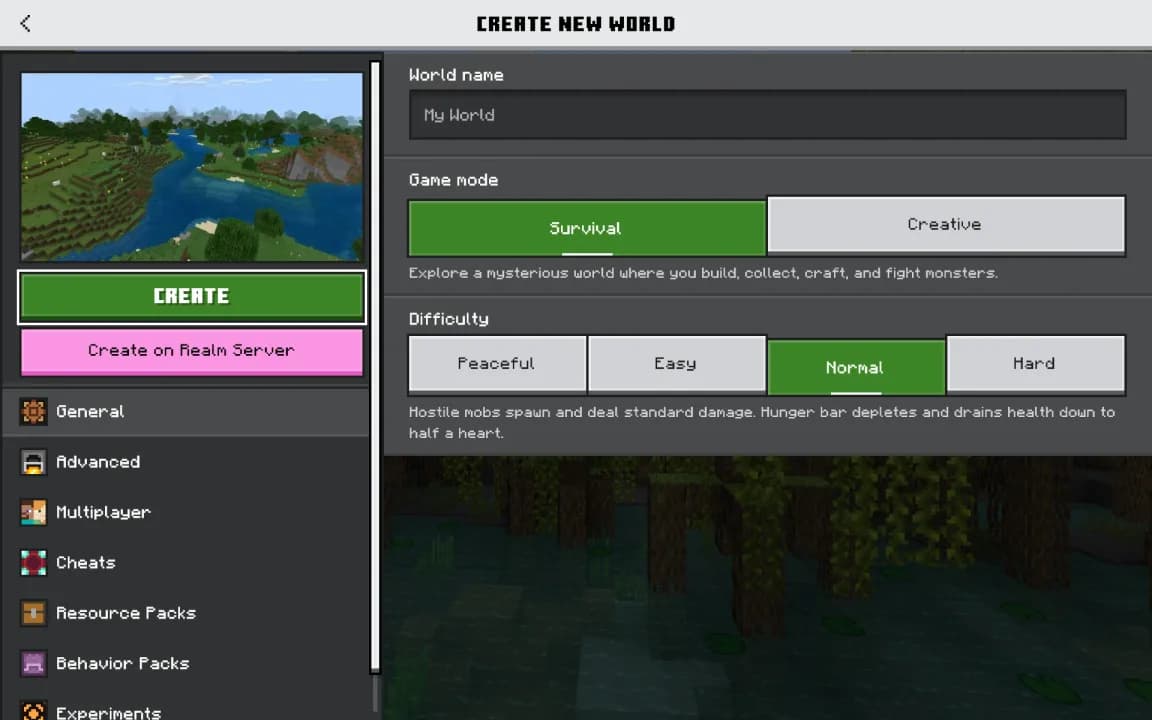 Геймплей Minecraft Bedrock Edition на Windows
