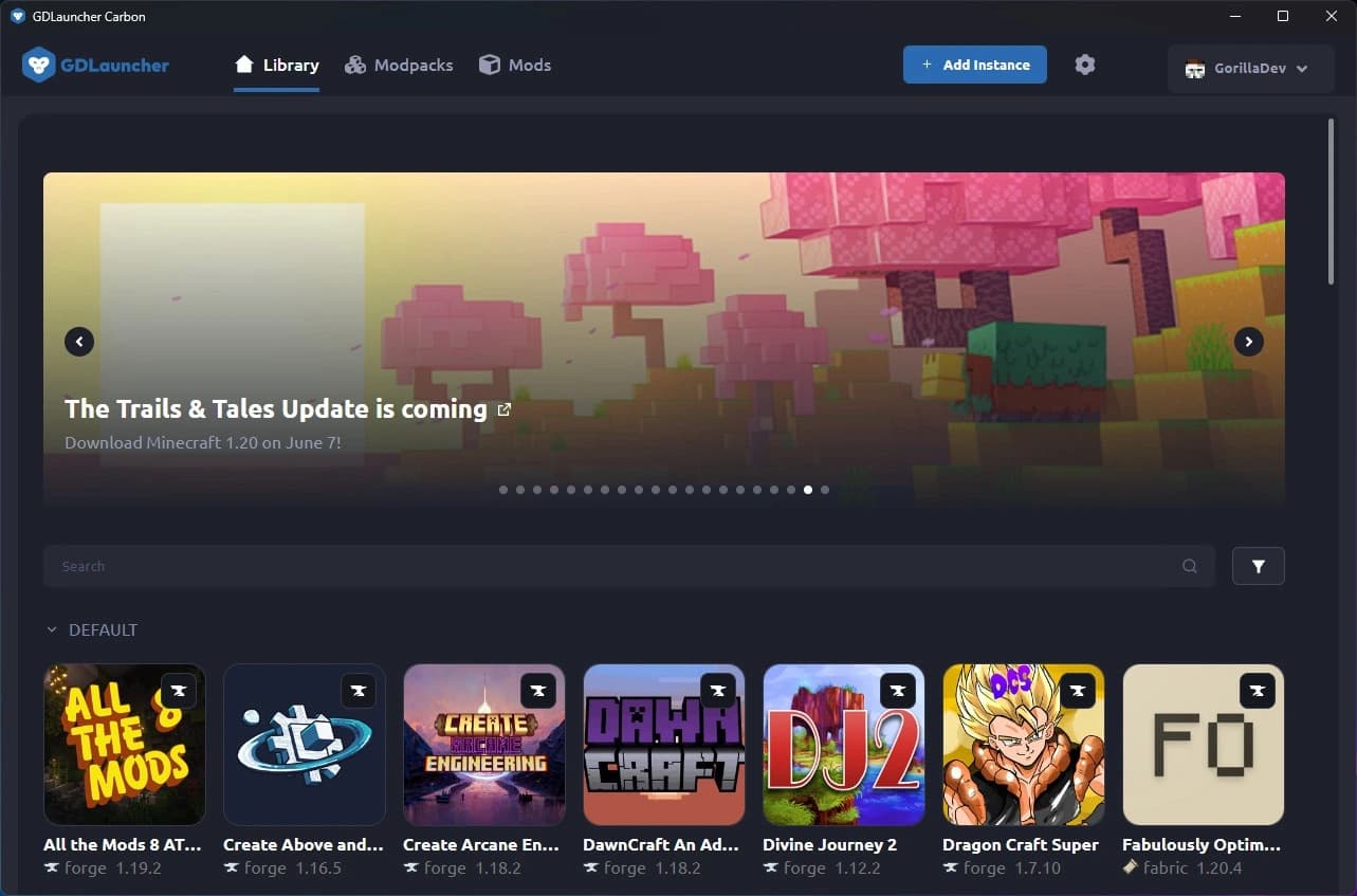 Скриншот GDLauncher 1