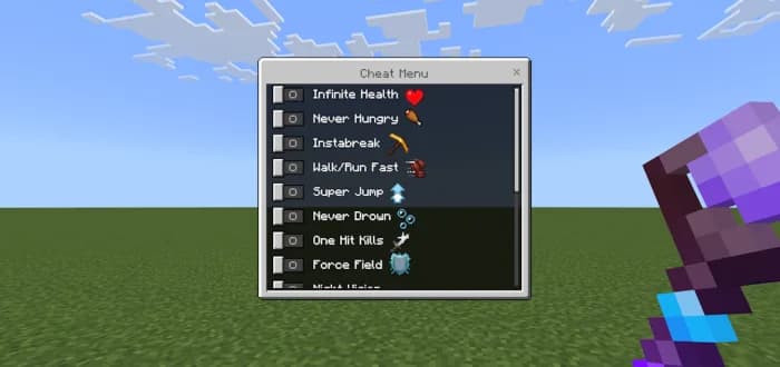 Cheat Menu аддон с admin-панелью для Minecraft Bedrock