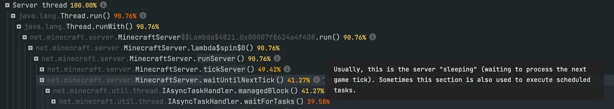Отчёт Spark Profiler по использованию памяти Minecraft-сервера