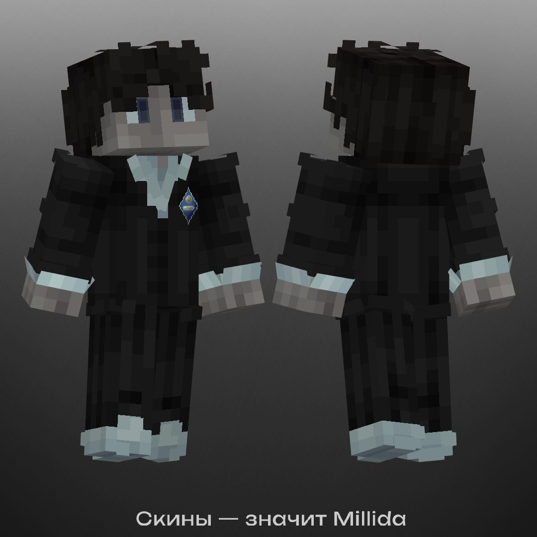 коллаж из 4 скинов от Millida — слева верх 64×64 обычный, справа верх HD 128 с…