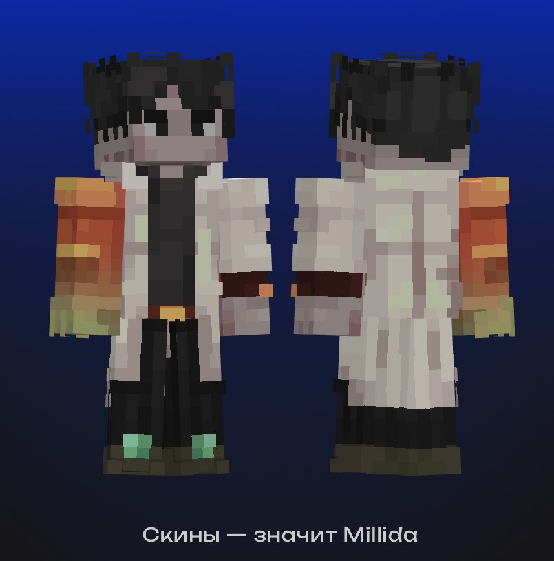 пример Roblox-аватара слева и его адаптация в скин Minecraft 64x64 справа, стрелка…